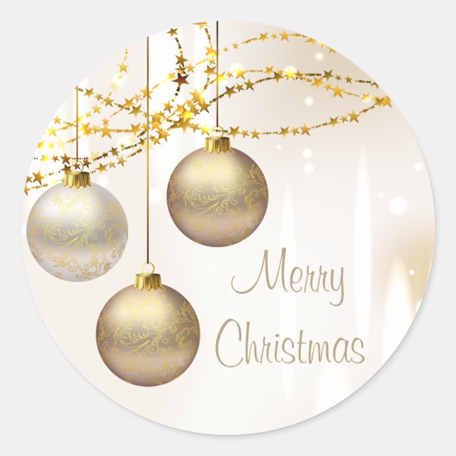 Silber und Gold Verzierte Weihnachtsbälle Runder Aufkleber (Vorderseite)