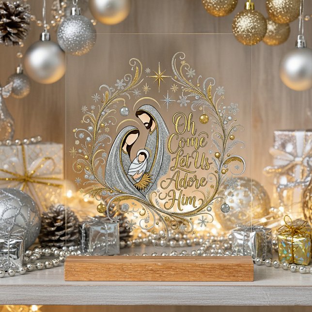 Silber- und Gold-Weihnachtskrippe Acrylschild (Von Creator hochgeladen)