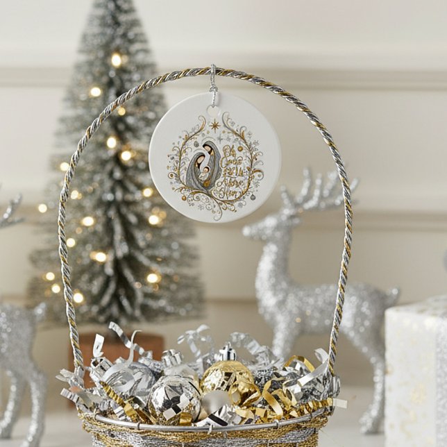 Silber- und Gold-Weihnachtskrippe Geschenkanhänger (Von Creator hochgeladen)