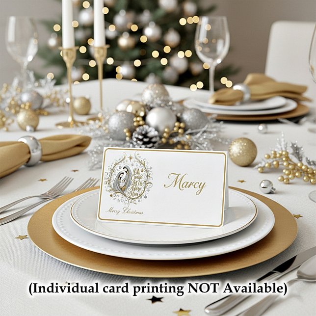 Silber- und Gold-Weihnachtskrippe Platzkarte (Von Creator hochgeladen)