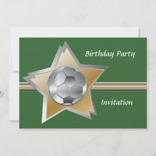 Silber- und Goldfußballstar-Leinen Geburtstagspart Einladung
