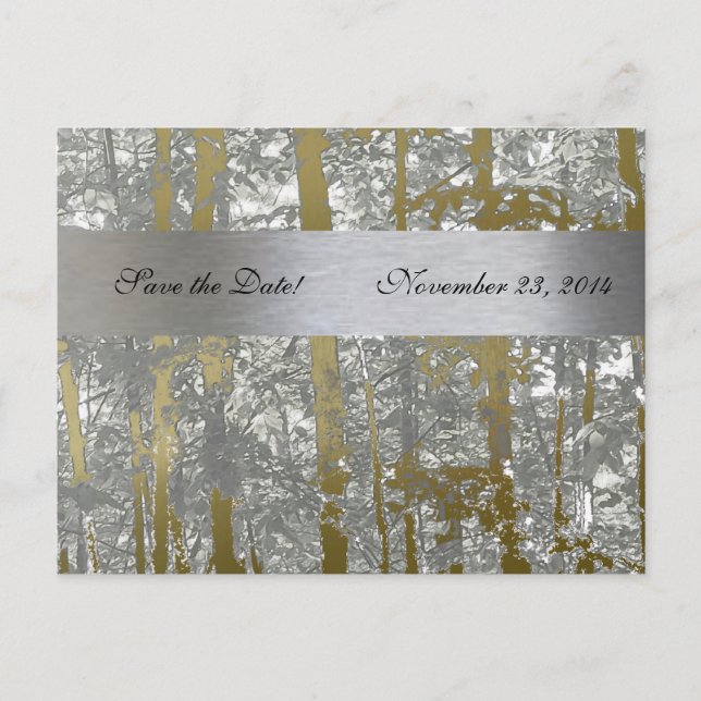 Silber- und Goldmetalle Save the Date Ankündigungspostkarte (Vorderseite)