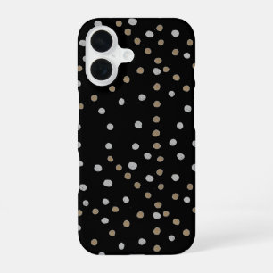 Silber- und Goldpolka Punkte iPhone 16 Hülle