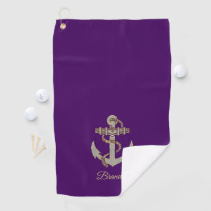 Silber und Goldton nautischer Bootsanker Fleece b Golfhandtuch