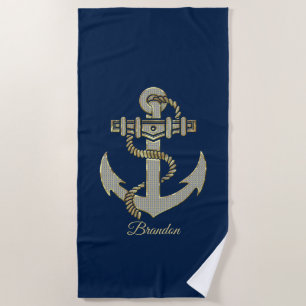 Silber und Goldton nautischer Bootsanker Fleece b Strandtuch