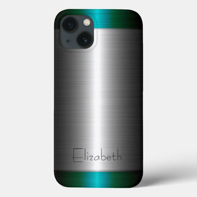 Silber und grünes Edelstahlmetall Case-Mate iPhone Hülle (Rückseite)