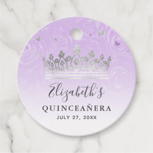 Silber- und hellviolette Rosen Elegante Quinceaner Geschenkanhänger