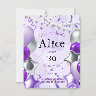 Silber und Lila Einladung
