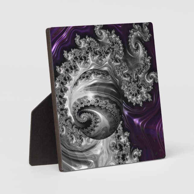 Silber und Lila Fraktal Vortex Fotoplatte (Vorderseite)