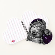 Silber und Lila Fraktal Vortex Heart Notebook