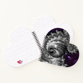Silber und Lila Fraktal Vortex Heart Notebook Notizbuch