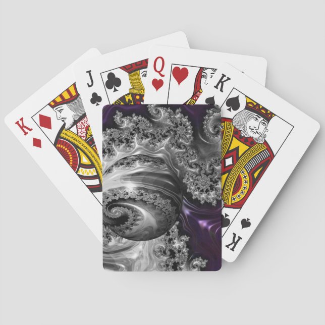 Silber und Lila Fraktal Vortex Spielkarten (Rückseite)