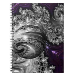 Silber und Lila Fraktal Vortex Spiral Notebook Notizblock