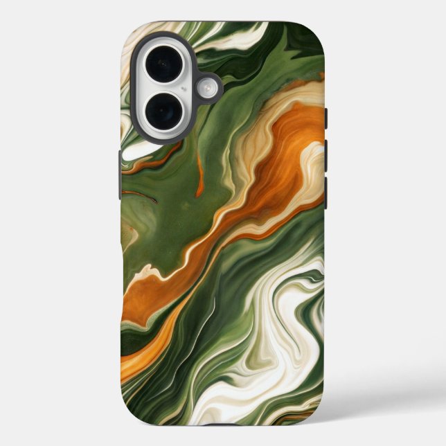 Silber und Lila Swirl iPhone 16 Hülle (Rückseite)