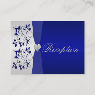 Silber- und Navy-Floral-Umschließkarte Begleitkarte