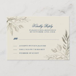 Silber und Navy-RSVP-Karte für Wasserfarben RSVP Karte