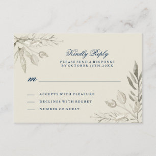 Silber und Navy-RSVP-Karte für Wasserfarben RSVP Karte
