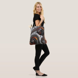 Silber und Orange Mandelbrot mit Sphere Tote Bag Tasche