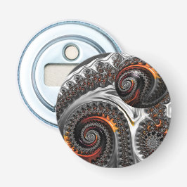 Silber und Orange Mandelbrot Sphere Flasche Opener Flaschenöffner