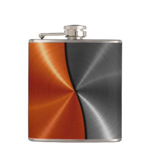Silber und orange metallisches Stahlmetall 2 Flachmann