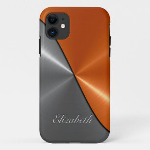 Silber und Orange Shiny Edelstahl iPhone 11 Hülle
