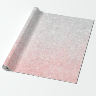 Silber und Rosa Glitzer Ombre Luxury Design Geschenkpapier