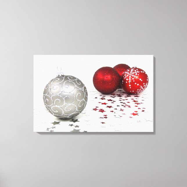 Silber und Rote Weihnachten Leinwanddruck (Vorderseite)