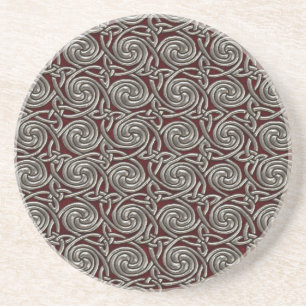 Silber und rotes Celtic-Spiralen-Knoten-Muster Untersetzer