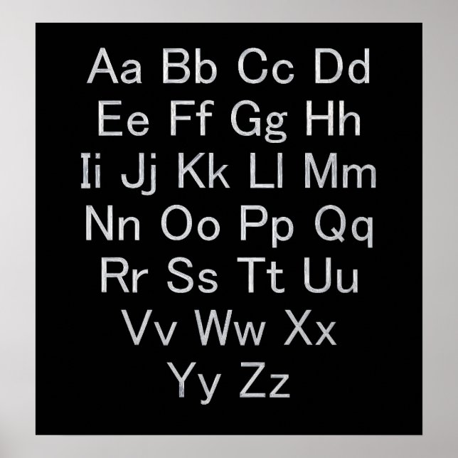Silber- und Schwarz-Alphabet-Diagramm Poster (Vorne)