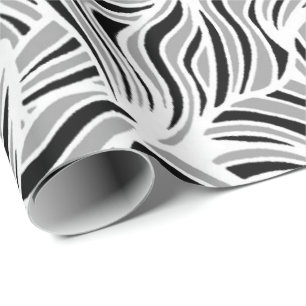 Silber- und Schwarz-Blätter Geschenkpapier