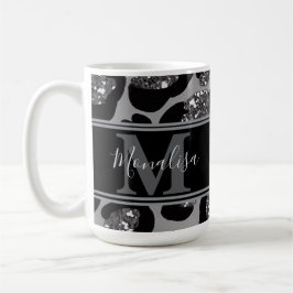 silber und schwarz glittery monogrampersonalisiert kaffeetasse