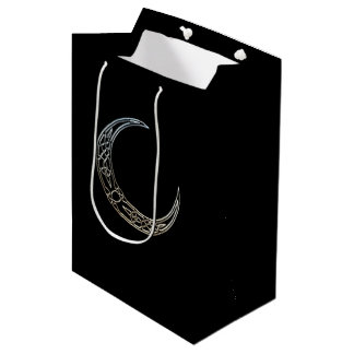 Silber und Schwarz-keltischer sichelförmiger Mond Mittlere Geschenktüte