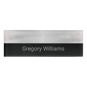 Silber- und Schwarz-Metallic-Look 2 Mitarbeiter Namenschild
