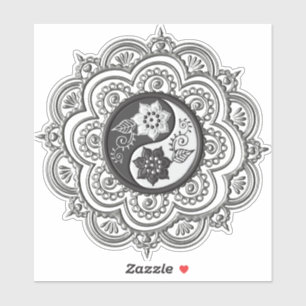 Silber- und schwarzes Mandala Aufkleber