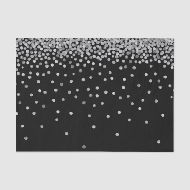 Silber- und Schwarzwasser-Konfetti-Punkte Seidenpapier (Vorderseite)