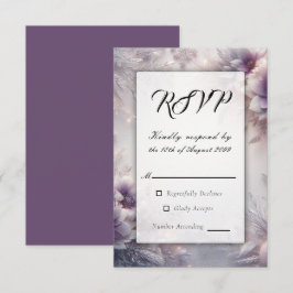 Silber und weiche Amethyst Winterblüten Hochzeit RSVP Karte
