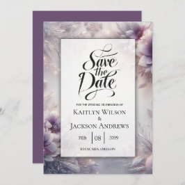 Silber und weiche Amethyst Winterblüten Save The Date