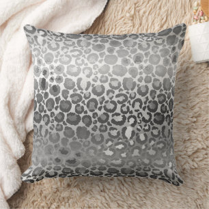 Silber und Weiß Ombre Leopard Animal Print Kissen