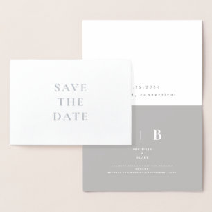 Silber und Weiß Save the Date Folienkarte
