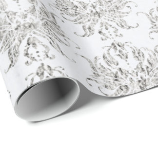 Silber und Weiße Damast Geschenkpapier