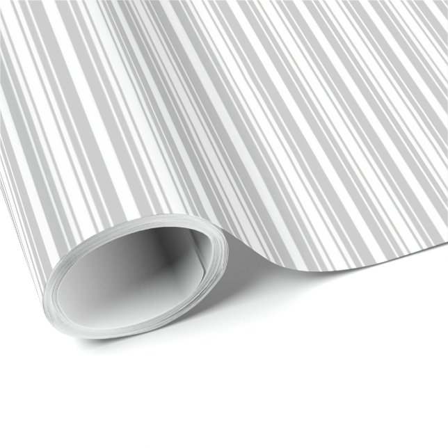 Silber und Weiße Streifen Geschenkpapier (Rolleneckpunkt)