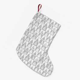 Silber und Weiße Weihnachtsbaumen Urlaubsmuster Kleiner Weihnachtsstrumpf