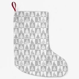 Silber und Weiße Weihnachtsbaumen Urlaubsmuster Kleiner Weihnachtsstrumpf