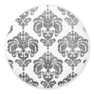 Silber- und weißer Damast eleganter Schlafzimmerko Keramikknauf
