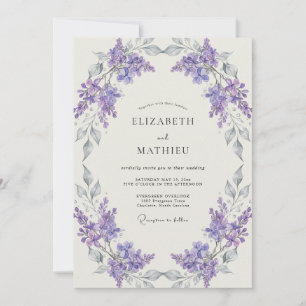 Silber-Veilchen-Kranz-Hochzeit Einladung