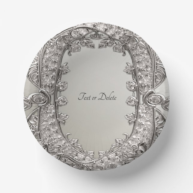 Silber Verziert Modern Pappteller (Vorderseite)