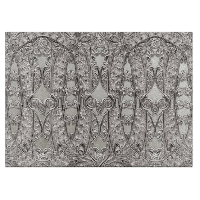 Silber Verziert modernes Schneideboard Schneidebrett (Vorderseite)