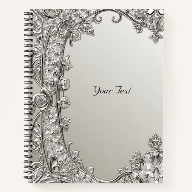 Silber Verziertes modernes Notebook Notizbuch (Vorderseite)
