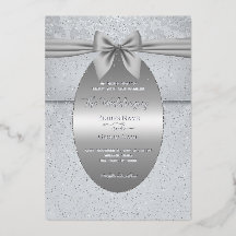 Silber Vintag mit Bow Wedding Einladung