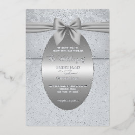 Silber Vintag mit Bow Wedding Einladung